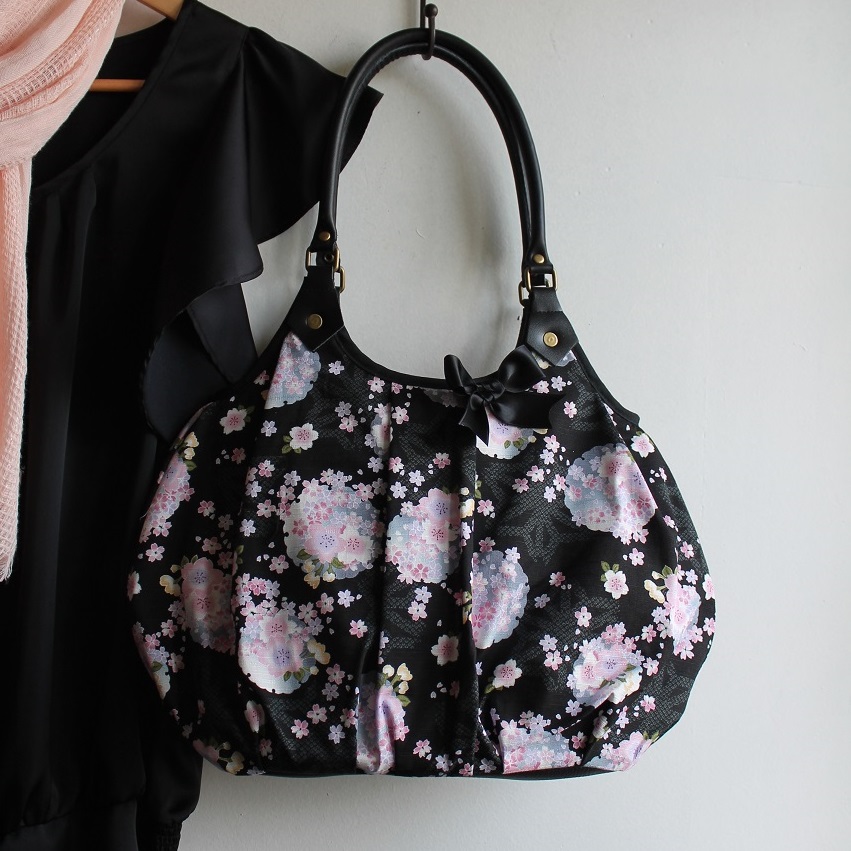 Shoulder bag tote bag - zipper closure - Mina black pink